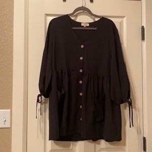 Black tunic mini dress, size medium